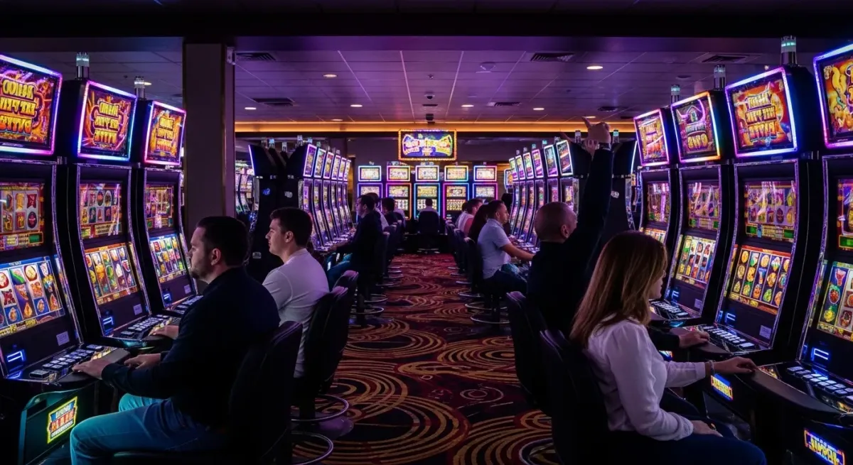 Roulette Live Ludzie grający na automatach do gier w kasynie