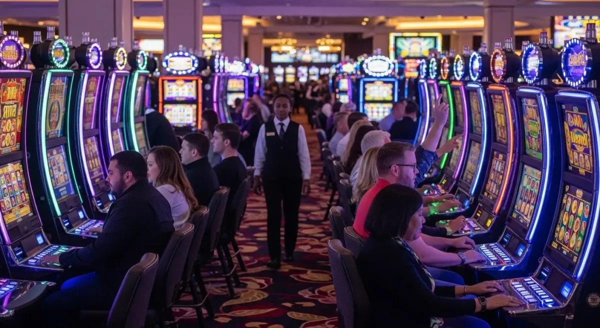 Roulette Live Kasyno pełne ludzi grających na automatach do gier