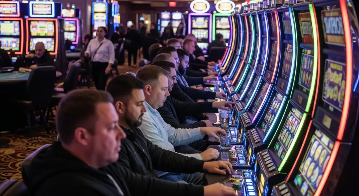 Roulette Live Mężczyźni grający na automatach do gier w kasynie